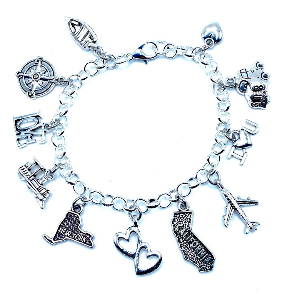 Long Distance Charm Bracelet Miles Apart State To State